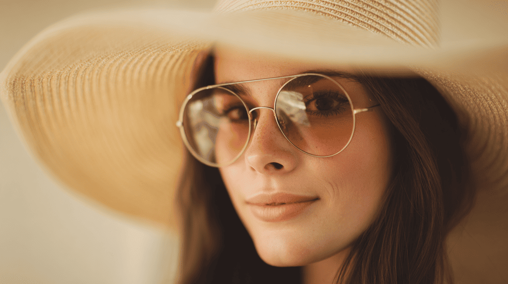 vrouw beschermt zich tegen de zon na botox behandeling